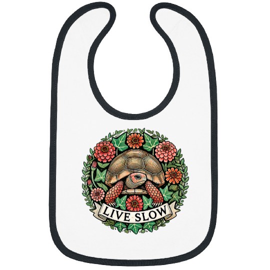 Turtle Pet Live Slow Cute Box Turtle Illustration Bibs
