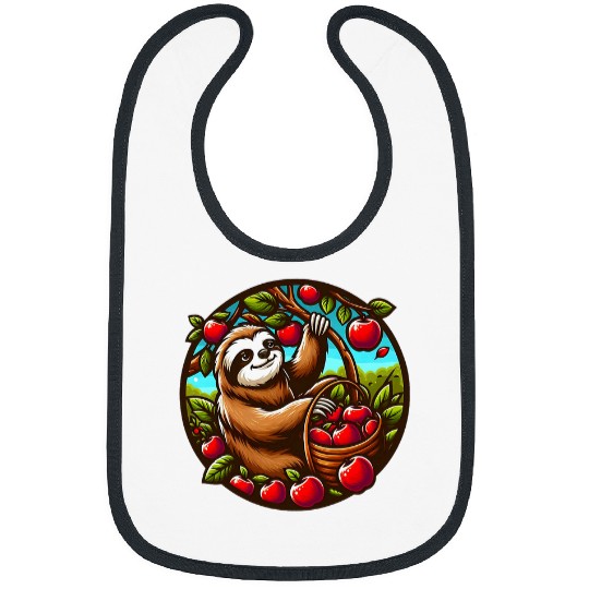 Sloth Pet Apple Picking Autumn Season Bibs