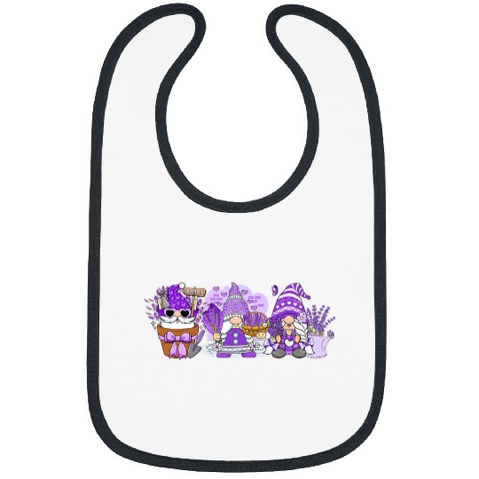 Lavender Gnome Spring Flower Gardening Garden Fantasy Fairy Bibs