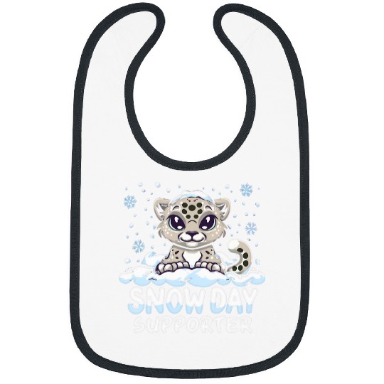 Snow Day Supporter Leopard Snowflake Winter Let It Snow 1 Bibs