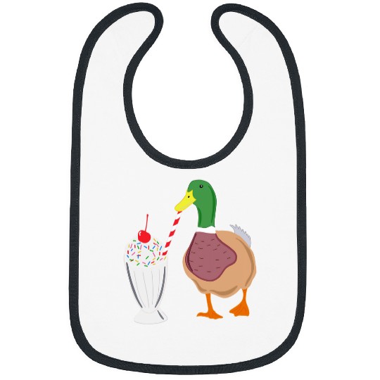 Duck Pet Milkshake Duck Funny Cartoon Mallard Duck Graphic Bibs