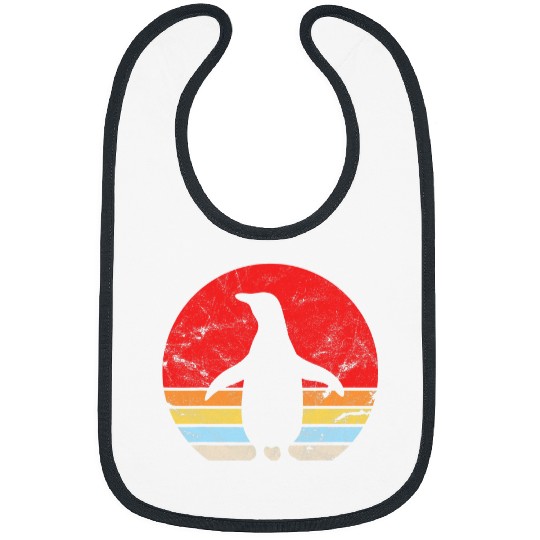 Penguin Pet Sunset Sunrise Animal Bird Retro Distressed Bibs