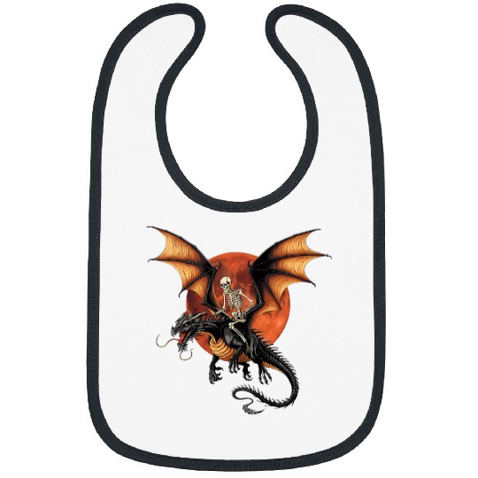 Dragon Pet Halloween Ride the Night Skeletons on Dragon with Red Moon Bibs