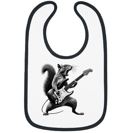 Squirrel Pet Playing Guitar Rock and Roll For Men Women Bibs