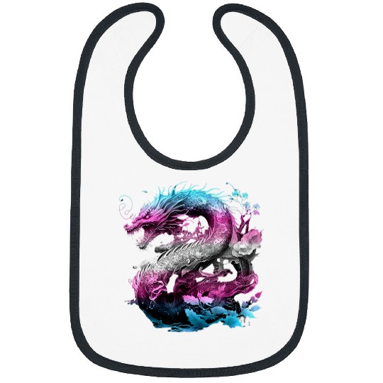 Dragon Pet Transgender Japanese Dragon Trans Pride Flag Colors Floral Bibs