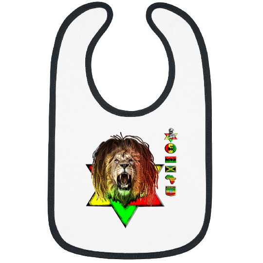 Lion Pet Roaring Rastafarian Reggae Lion of Judah Star Of David Bibs
