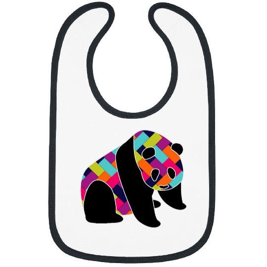 Panda Pet with Colorful Herringbone Pattern Bibs