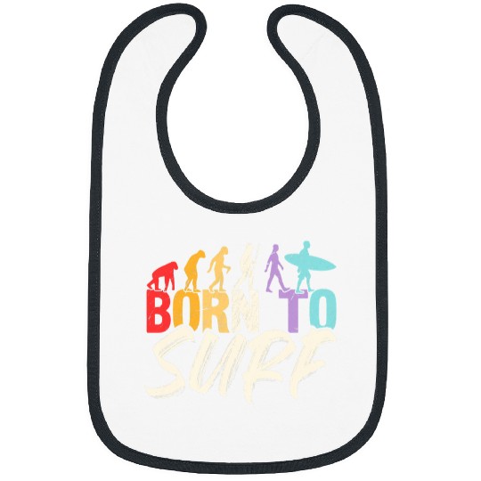 Surf Life Funny Human Surfing Evolution Surfer Wave Beach Surf Boarder Bibs
