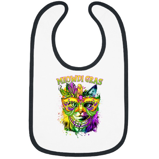 Meowdi Gras Mardi Gras Cat Lover New Orleans Louisiana USA 1 Bibs