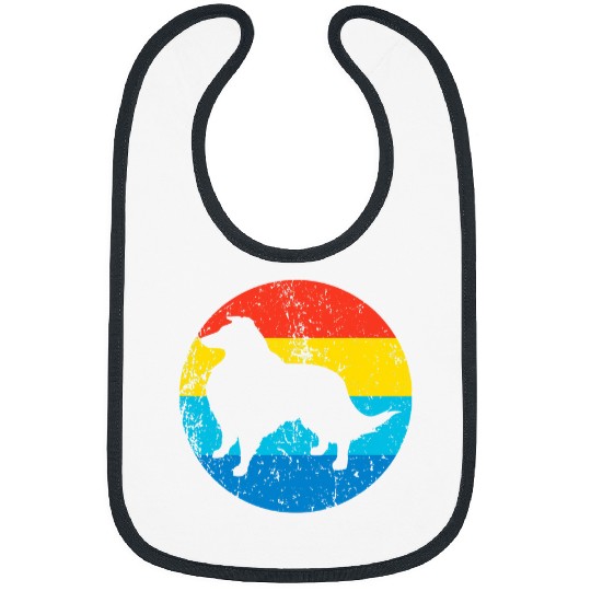 Dog Shetland Sheepdog Dog Breed Silhouette Retro 1970s Circle Bibs