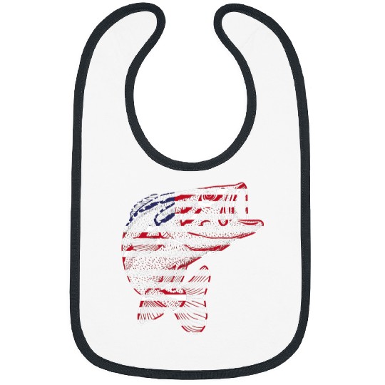 Fishing Camouflage US American Flag Bass Fish Fisherman Fisher Bibs