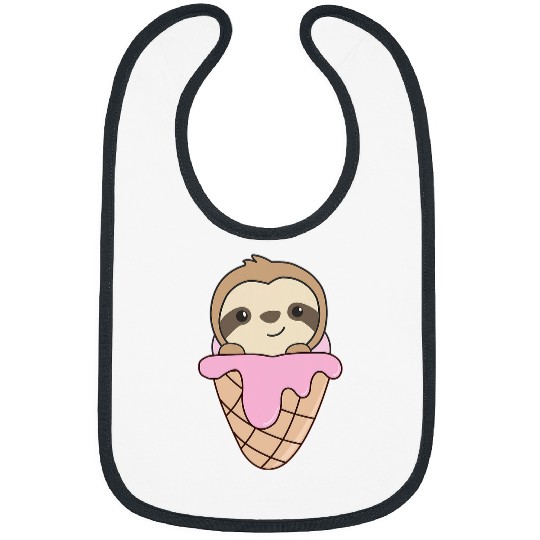 Sloth Pet Strawberry Ice Cream Waffle Sweet Animals Sloth Bibs