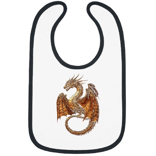 Dragon Pet Copper Dragon Motif Mythical Illustration Copper Dragon Bibs