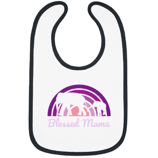 Elephant Pet Blessed Mama Rainbow Elephant Mother Lavender Purple Bibs