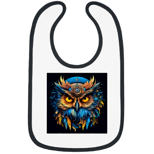 Owl Pet Stunning Mandala Owl Art uniques Big Eyes 84 Bibs