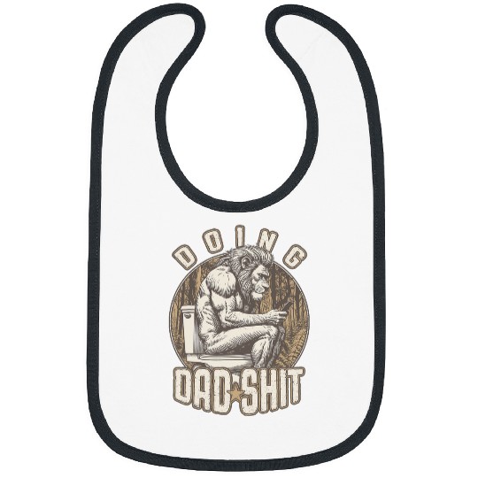 Lion Pet Doing Dad Shit Funny Fathers Day Lion Toilet Joke vintages 2 Bibs