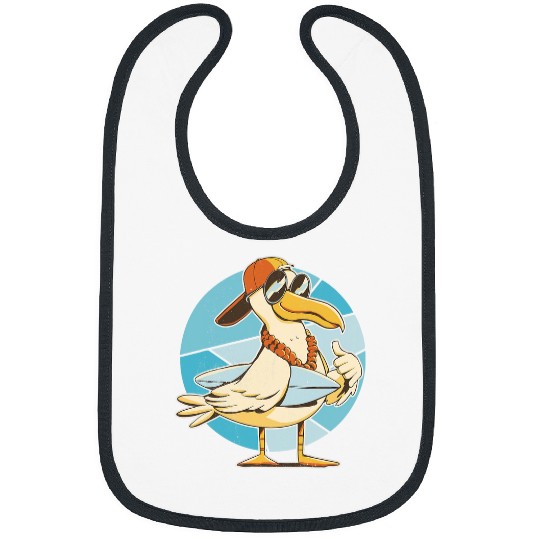Surf Holidays Ride Waves Cool Seagull with sunglasses 2 Bibs