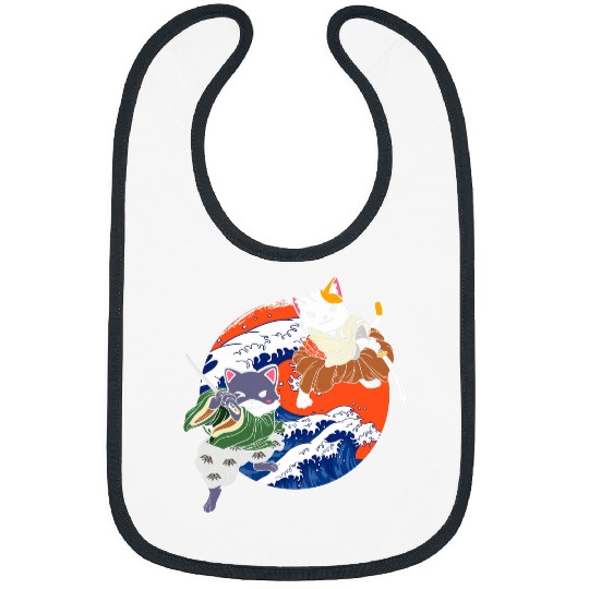 Japanese samurai cat tattoo, kawaii ninja cat s 9 Bibs