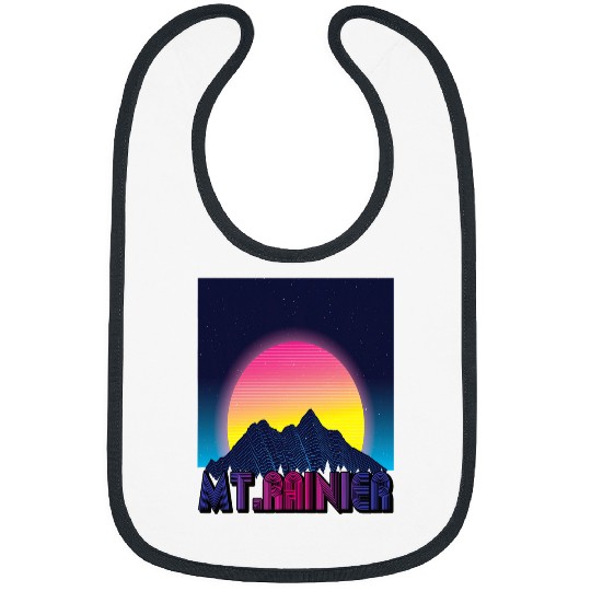 Mount Rainier Vaporwave Mountain Mountaineer Washington Bibs