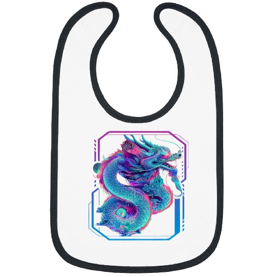 Dragon Pet Vaporwave Japanese Dragon Art Japan Style Graphical Bibs