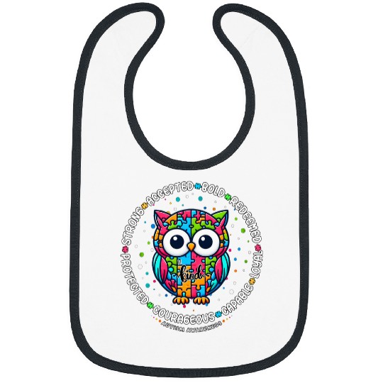 Owl Pet Strong Accepted Protected Courageous Owl Autism Awareness Bibs