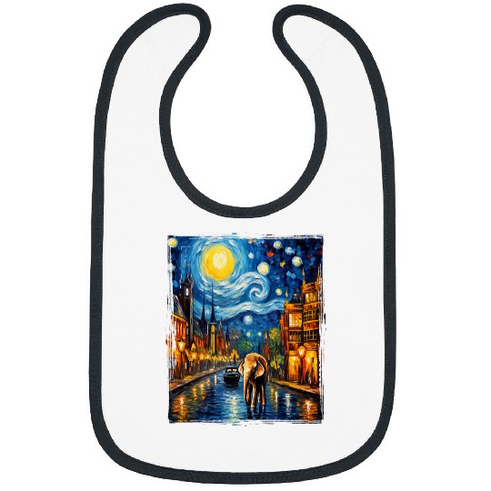 Elephant Pet Bangkok Thailand Thai Elephant scene in Van Gogh Bibs