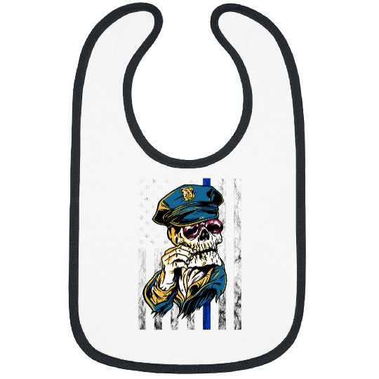Police Officer American Pride Badge USA Policeman Root Skull Bibs