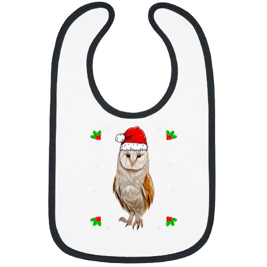 Owl Pet Barn Owl Wearing Santa Hat xmass Christmas Barn Owl Lover Bibs