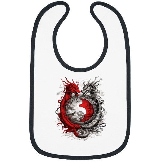 Dragon Pet two dragons facing off dragon yingyang 10 Bibs