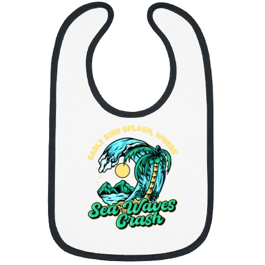 Swimming On Morning Early Bird Splash Sea Waves Crash Swim Bibs