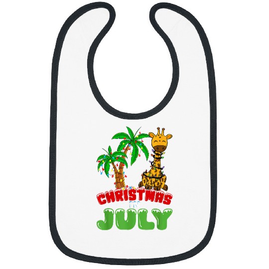 Giraffe Pet Christmas in July Summer Santa Funny Giraffe Boys Kids Bibs