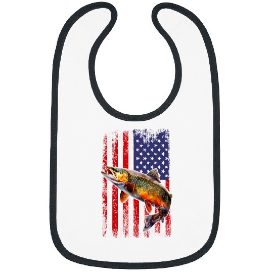 Speckled Brook trout American flag Fishing Bibs