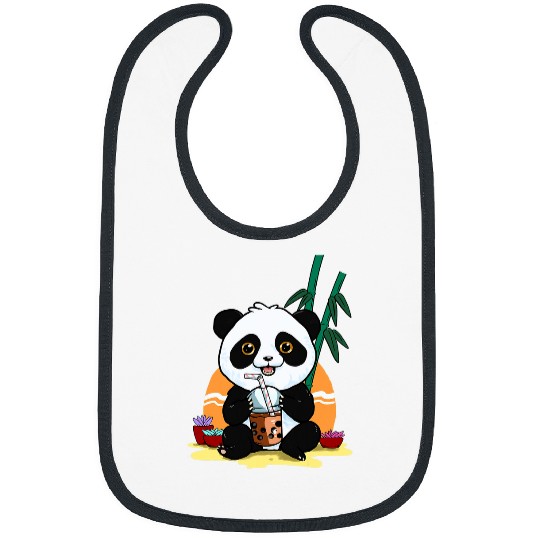 Panda Pet Boba Pearl Milk Tea Kawaii Plants Bibs