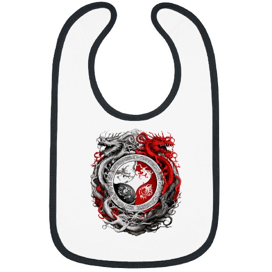 Dragon Pet two dragons facing off dragon yingyang Bibs