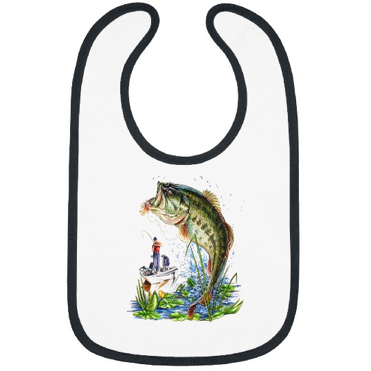 Fishing Graphic graphic Large Mouth Bass Fish Fisher Bibs