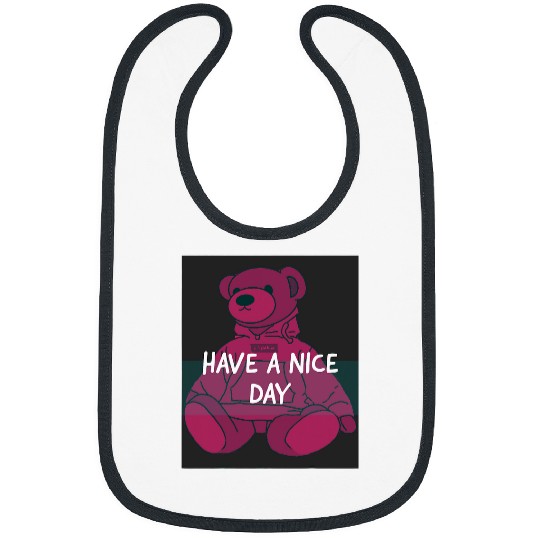 Bear Pet Have A Nice Day Pink Bear Bibs
