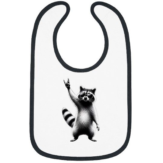 Raccoon Pet Rock Roll Music Old Funny Raccoon Bibs