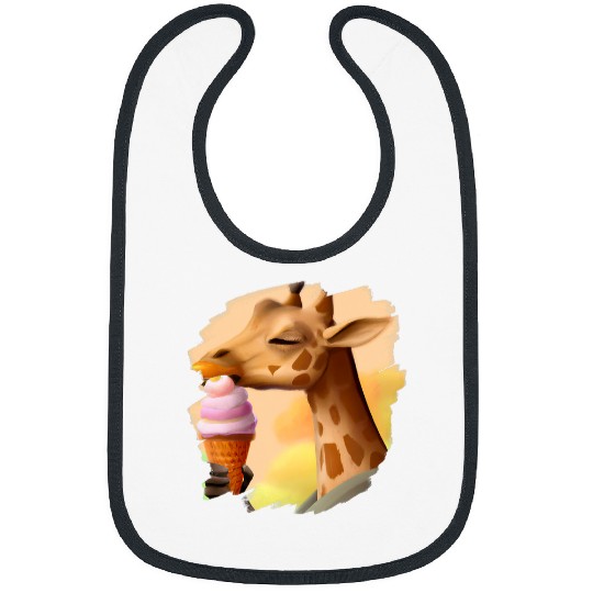Giraffe Pet Eating Ice Cream Cone Funny Giraffes 1 Bibs