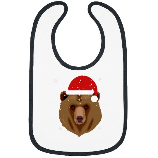 Bear Pet Christmas Bear in a Santa Hat Snowflakes Merry Christmas Bibs
