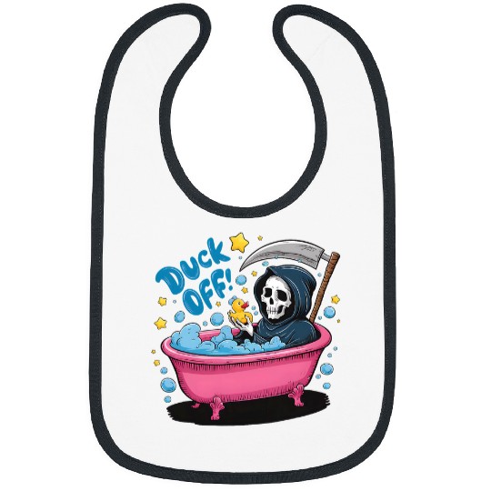 Duck Pet Off Grim Reaper Spooky Snarky Skeletons Funny Bibs