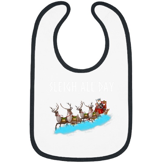 Sleigh All Day Nordic Viking Santa Funny Men Women Christmas Bibs