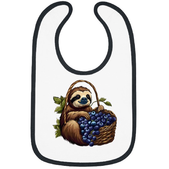 Sloth Pet Blueberry Sloth Cute Sloth Animal Art Nature Blueberry Fruit Bibs