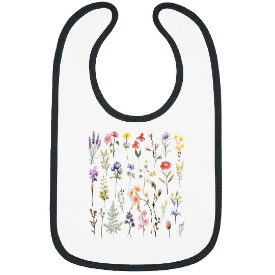 Pressed Flowers Boho Wildflowers Cottagecore Botanical 2 Bibs