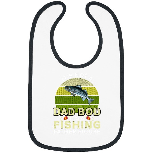 Mens Not Dad Bod Father Figure Funny Fishing Striped Bass for Men Bibs
