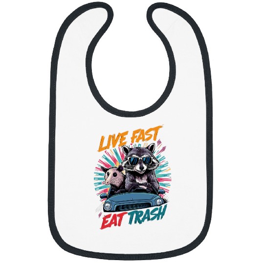 Raccoon Pet Live Fast Eat Trash Panda Colorful 2 Bibs