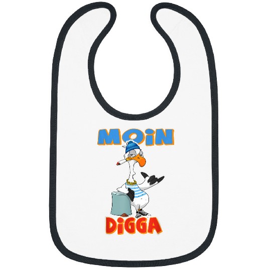 Moin Digga Saying Seagull Bird Sea Sailing Harbour North Sea Bibs