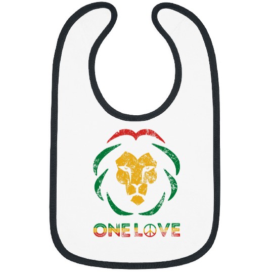 Lion Pet One Love Rasta Reggae Lion Of Judah Rastafari Roots Vintage Bibs