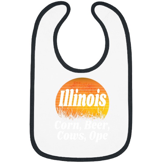 Beer Fun Illinois Corn Beer Cows Ope Midwest Sunset Field Funny Bibs