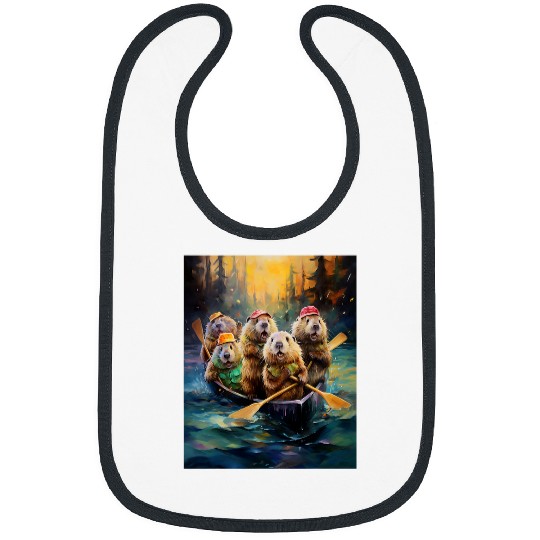 No2 funny beavers in the boat kayak Canadians paddling Bibs