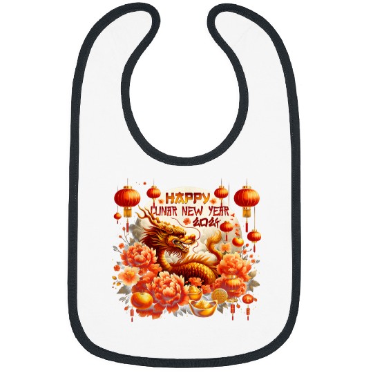 Dragon Pet Happy Lunar New Year Year of The Dragon Flower Lanterns Bibs